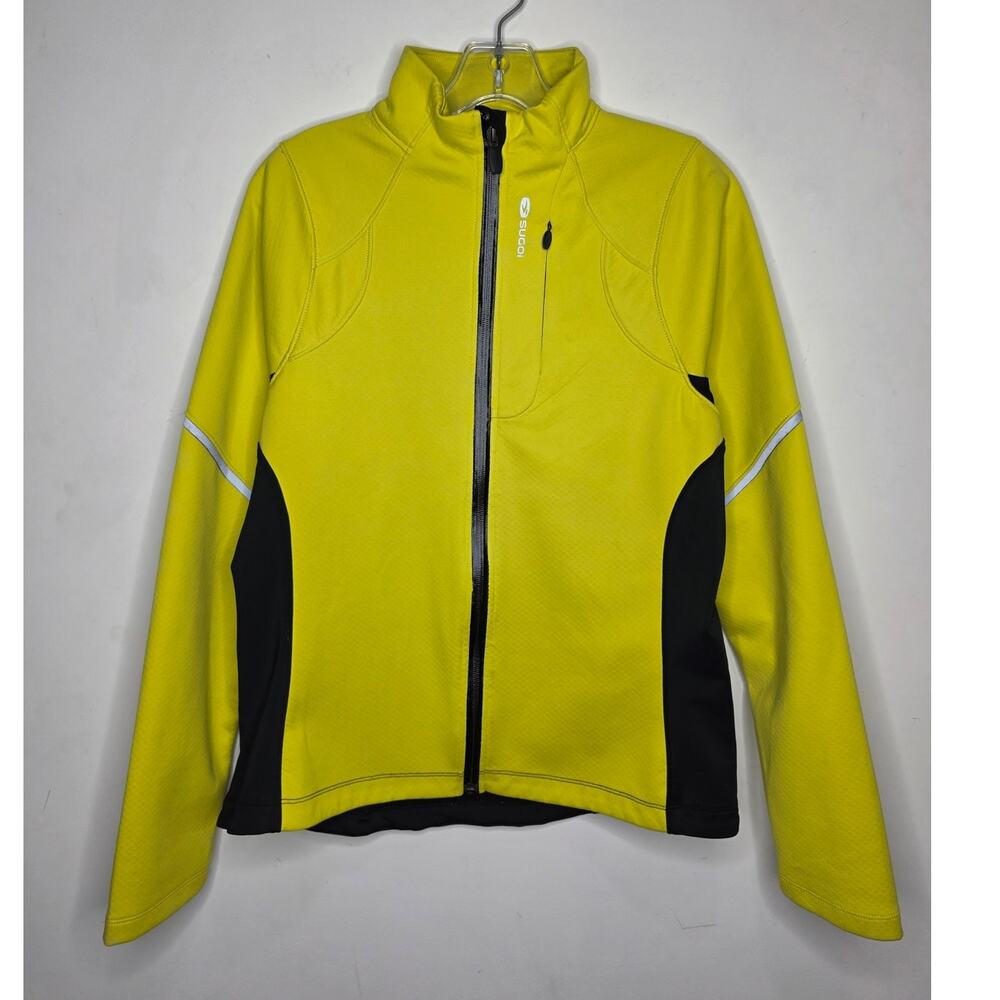 Sugoi yellow black long sleeve full zip cycling jacket with reflectors - medium